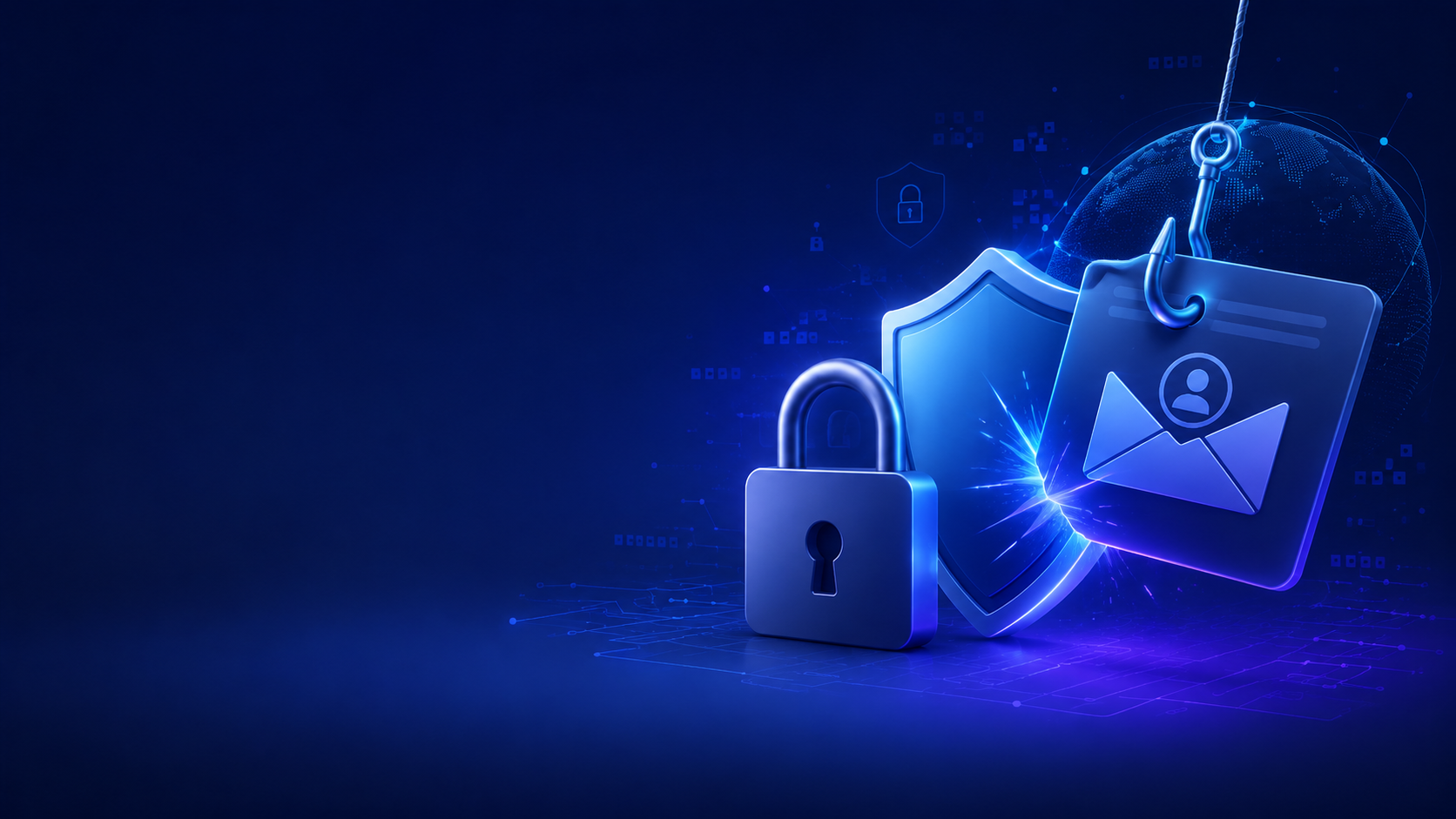 Phishing email threat blocked by password security shield